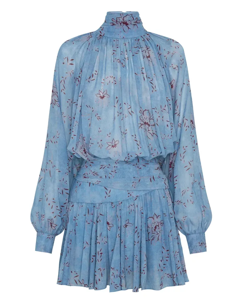 NICHOLAS Minikleid mit Blumen-Print - Blau Blau
