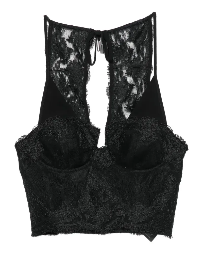 Ermanno Scervino Cropped-Top mit Spitzeneinsätzen - Schwarz Schwarz