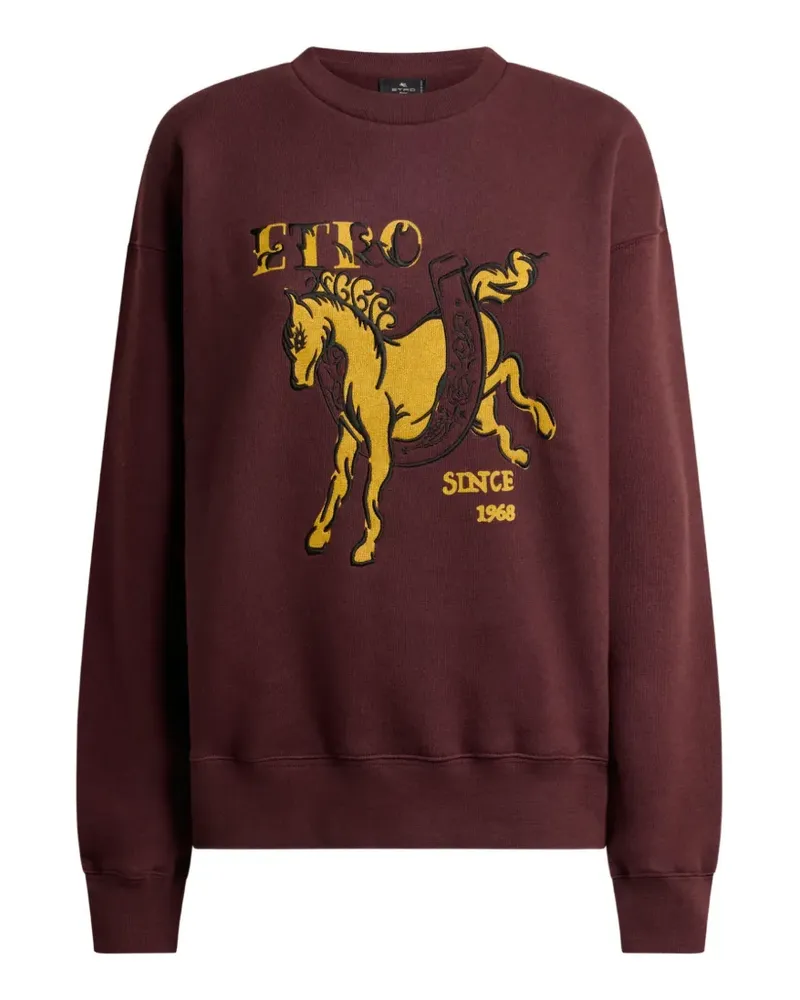 Etro cotton sweatshirt with Pegaso print and logo - Braun Braun