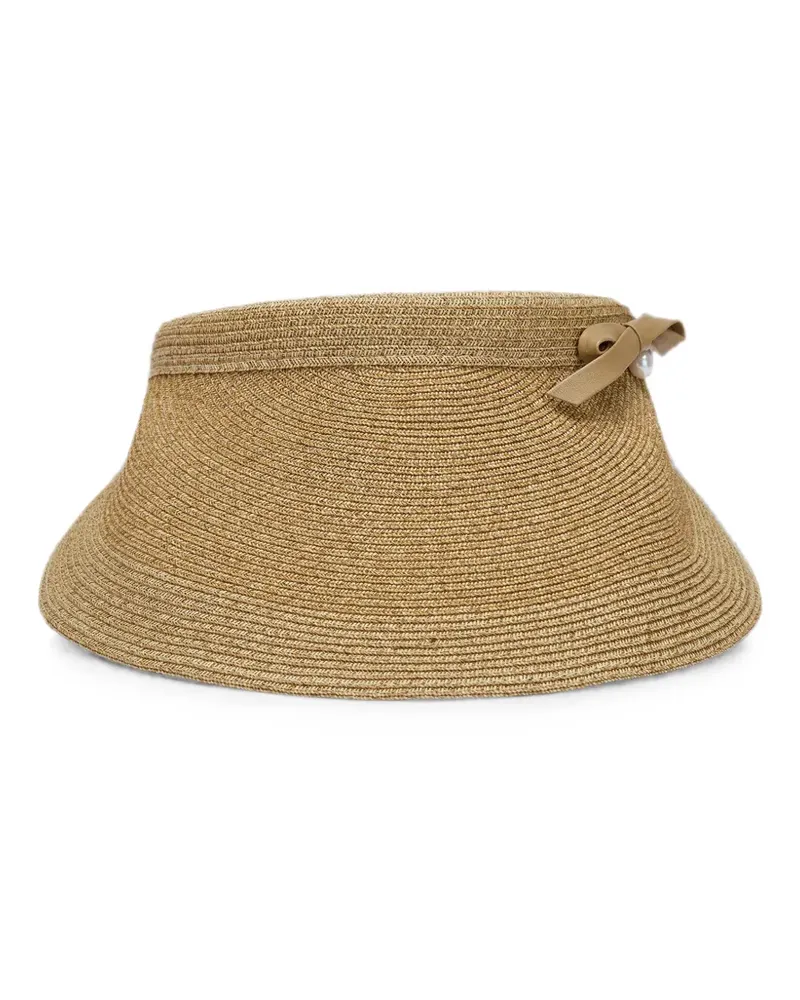 CA4LA bow-detail pearl-embellished visor hat - Nude Nude