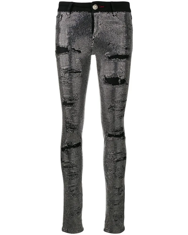 Philipp Plein Skinny-Jeans mit Kristallen - Schwarz Schwarz
