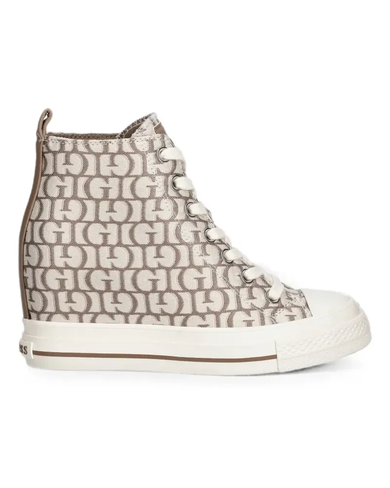 Guess monogram-print lace-up sneakers - Nude Nude
