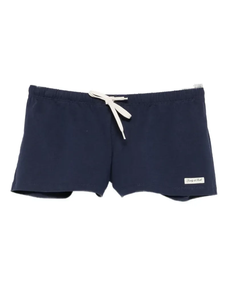 SPORTY & RICH drawstring logo-patch shorts - Blau Blau