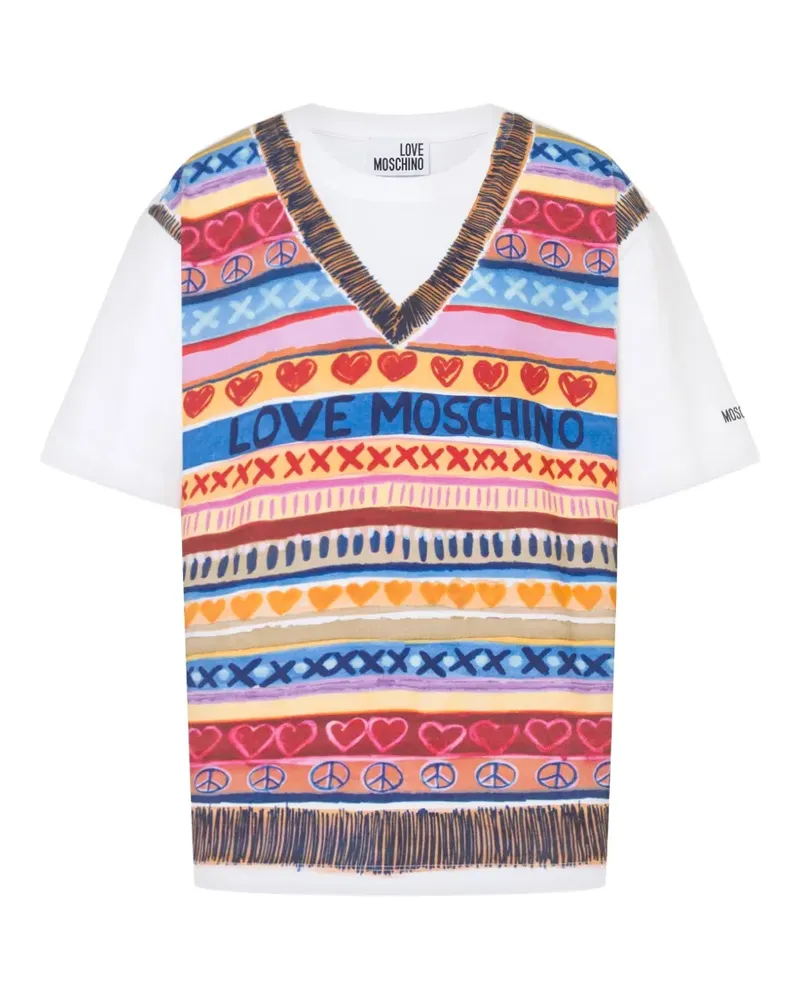 Moschino T-Shirt aus Baumwolljersey mit Print - Weiß Weiß
