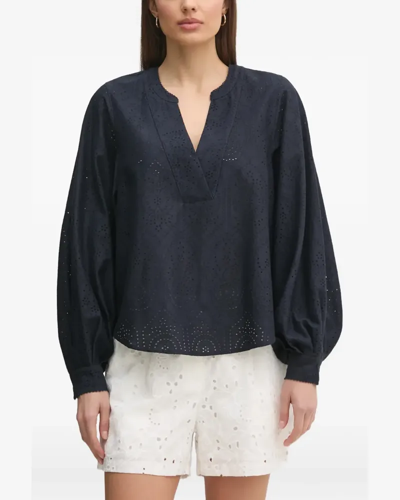 Mos Mosh Bluse mit Ballonärmeln - Blau Blau