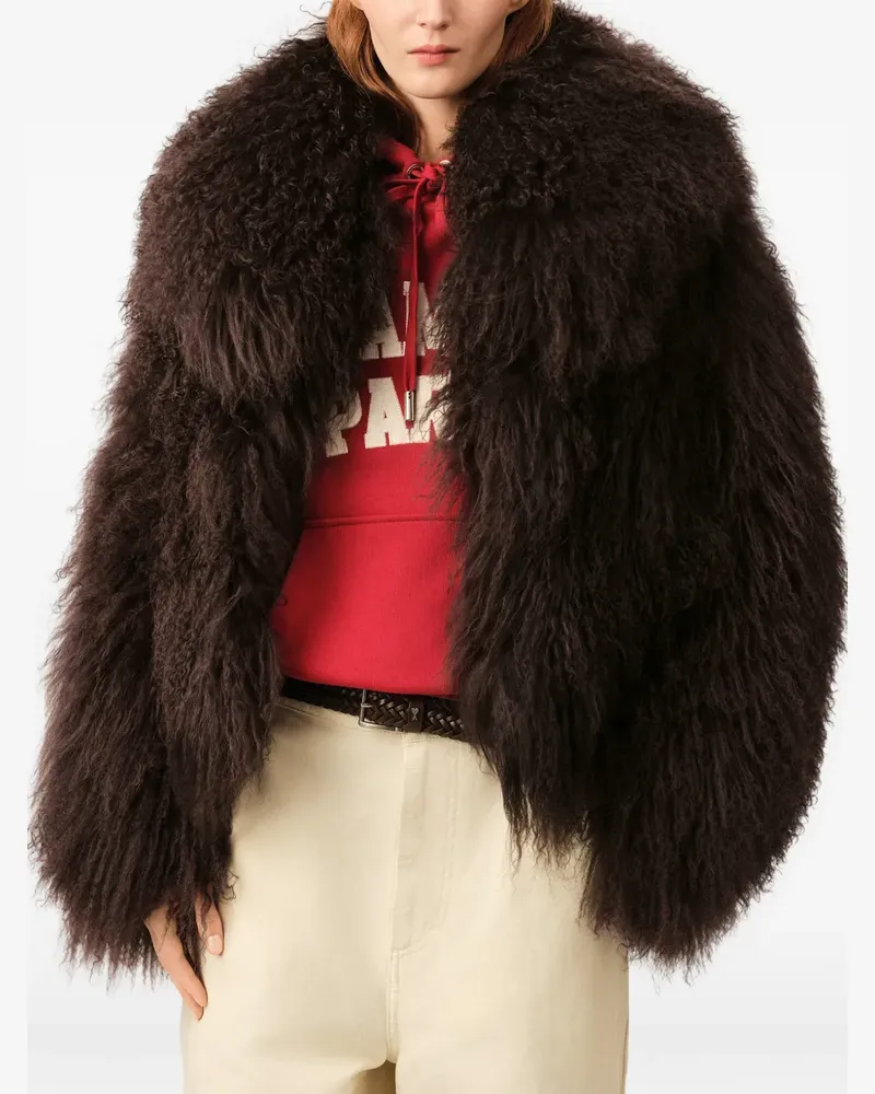 AMI Paris Kurze Hemdjacke aus Shearling - Braun Braun