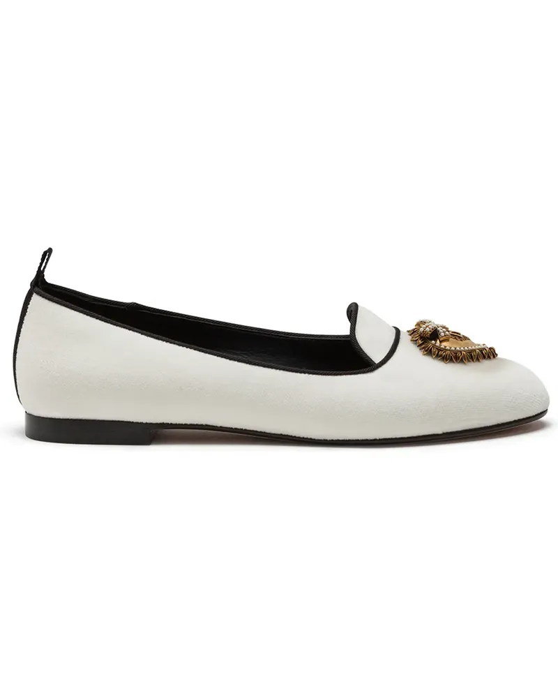 Dolce & Gabbana Slipper mit Logo-Schild - Weiß Weiß