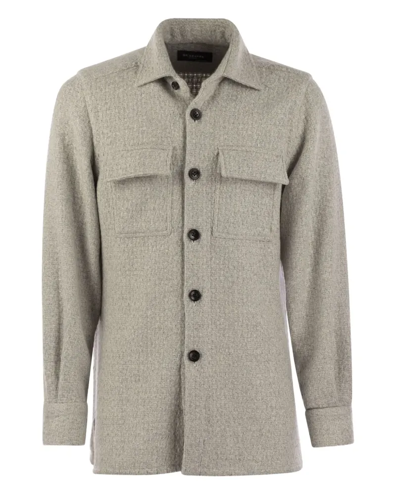 Kiton Kaschmir-Hemdjacke mit aufgesetzten Taschen - Grau Grau