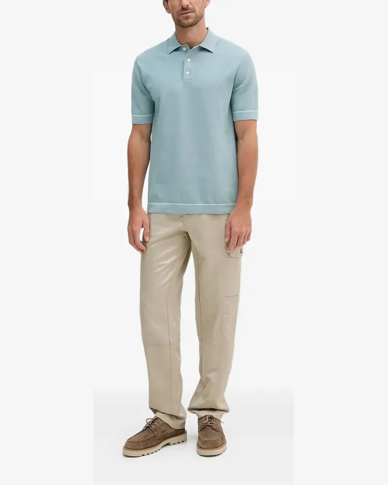 Hackett Poloshirt aus geripptem Strick - Blau Blau