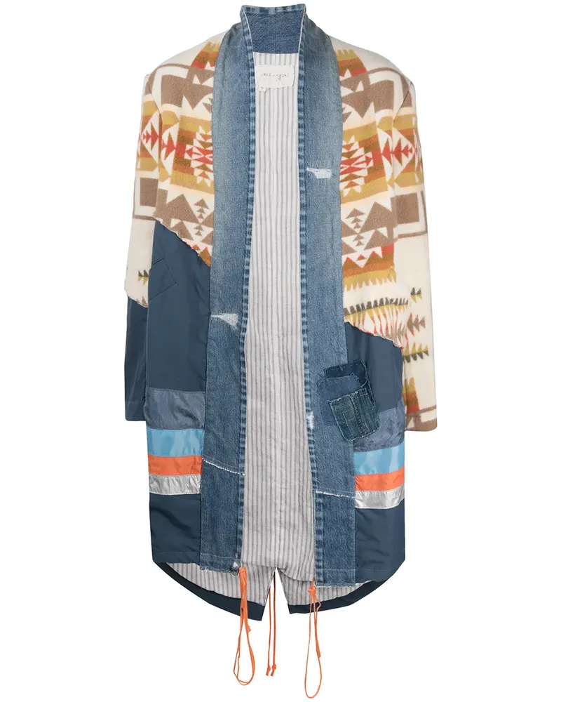 Greg Lauren Oversized-Mantel mit Einsätzen - Blau Blau