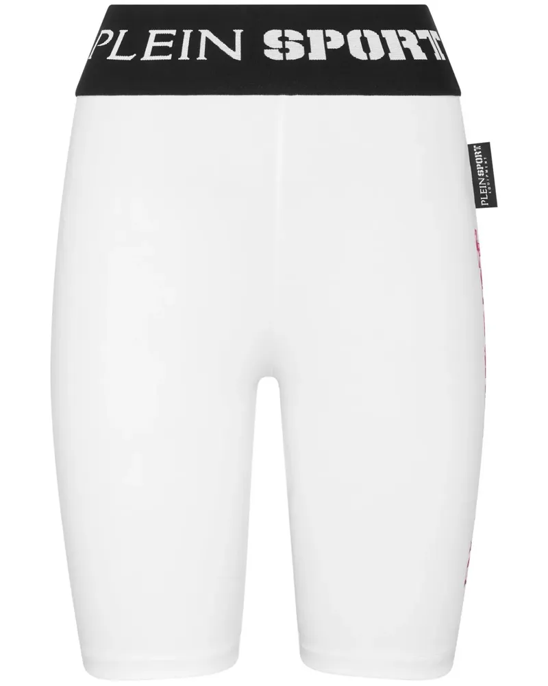 Philipp Plein Radlerhose mit Logo-Bund - Weiß Weiß