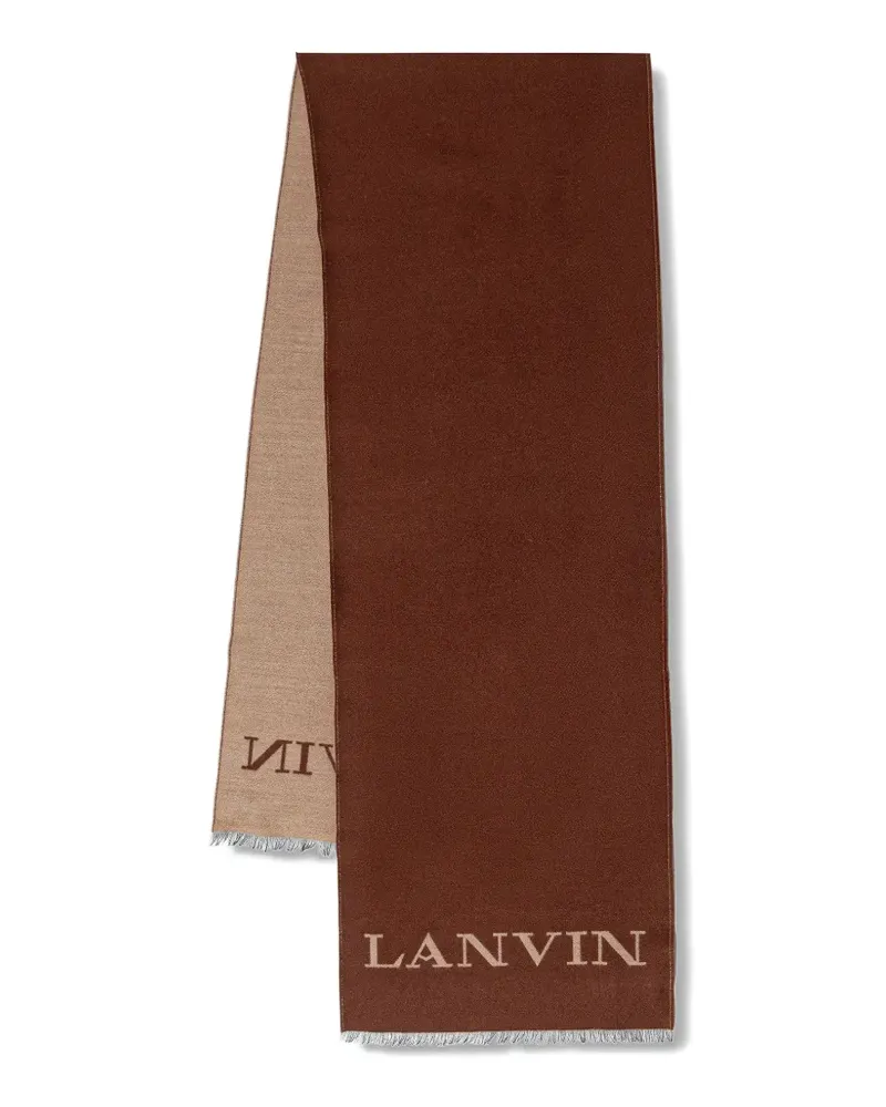 Lanvin Ausgefranster Schal mit Intarsien-Logo - Braun Braun