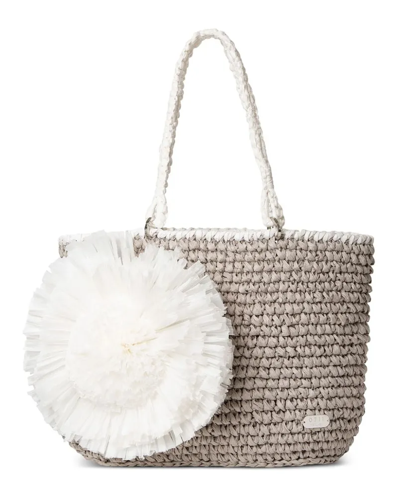 0711 Malibu Shopper aus Bast - Grau Grau