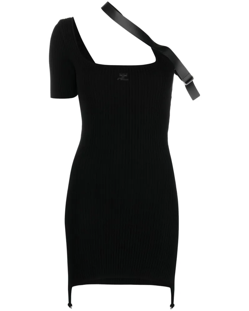 Courrèges Asymmetrisches Minikleid - Schwarz Schwarz