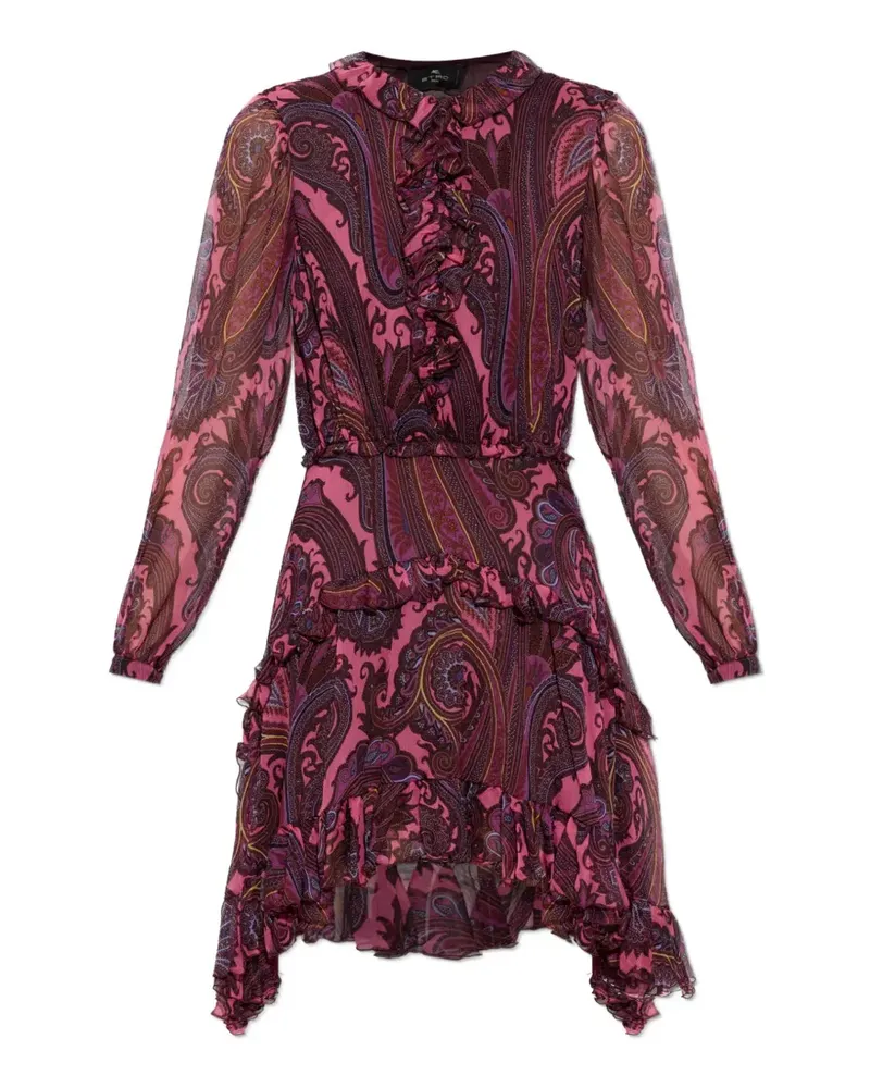 Etro paisley-print asymmetric-hem mini dress - Rot Rot