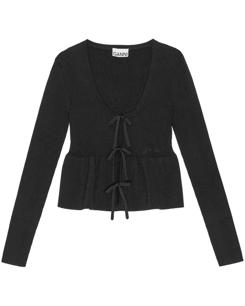 Ganni Cardigan mit Schleifenverschluss - Schwarz Schwarz