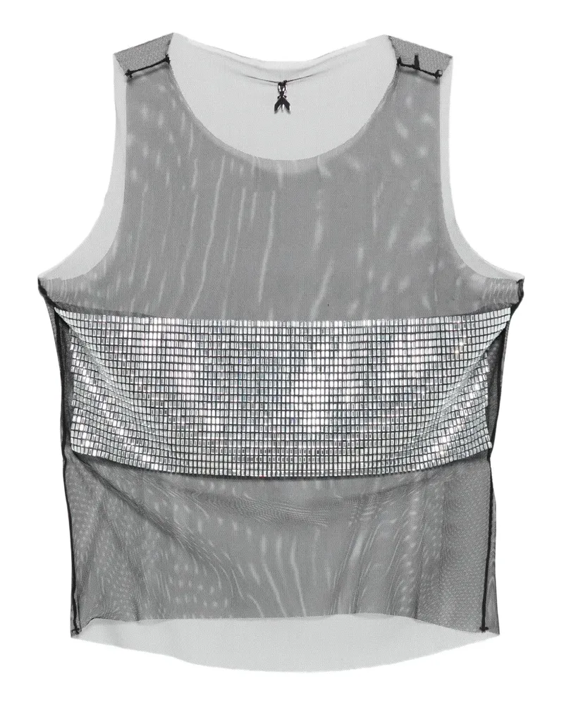 Patrizia Pepe Trägershirt mit Strass - Metallic Metallic