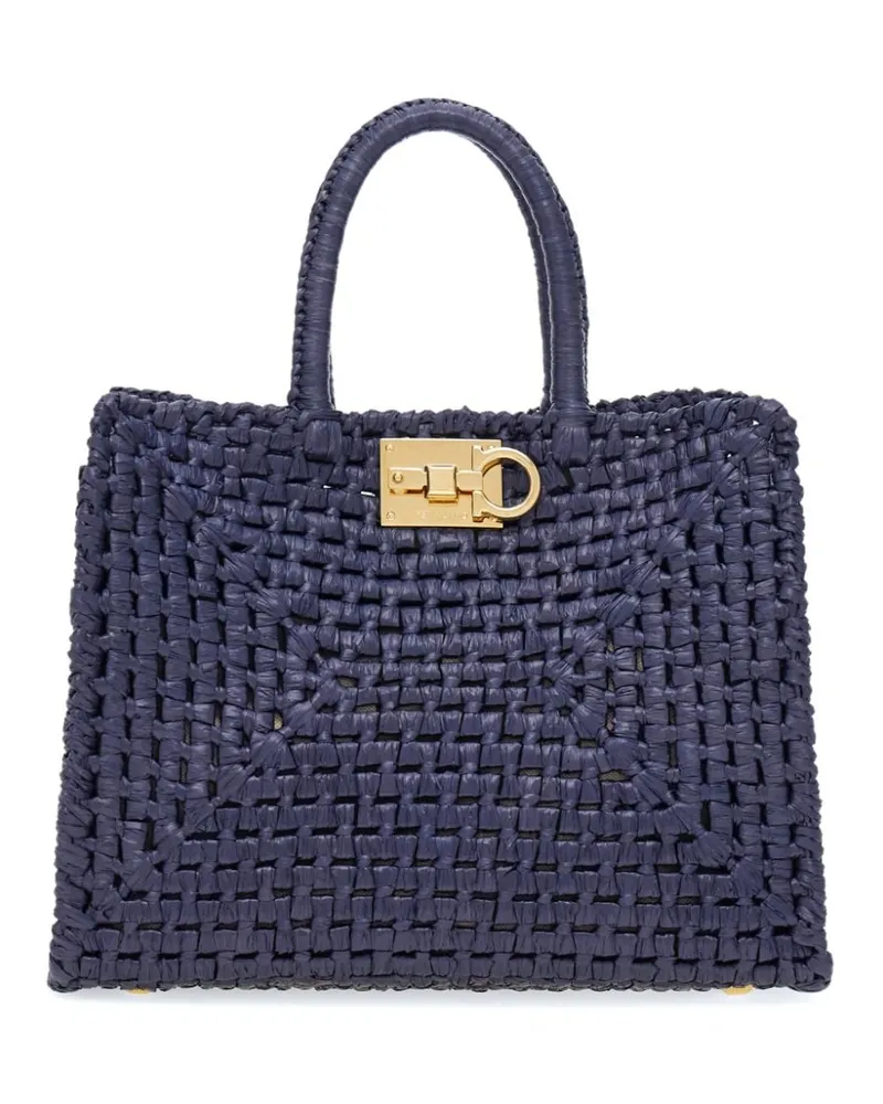 Ferragamo Studio Handtasche aus Bast Blau