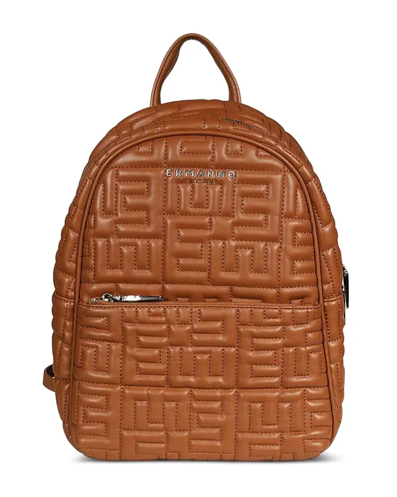 Ermanno Scervino Rucksack mit gestepptem Monogramm - Braun Braun