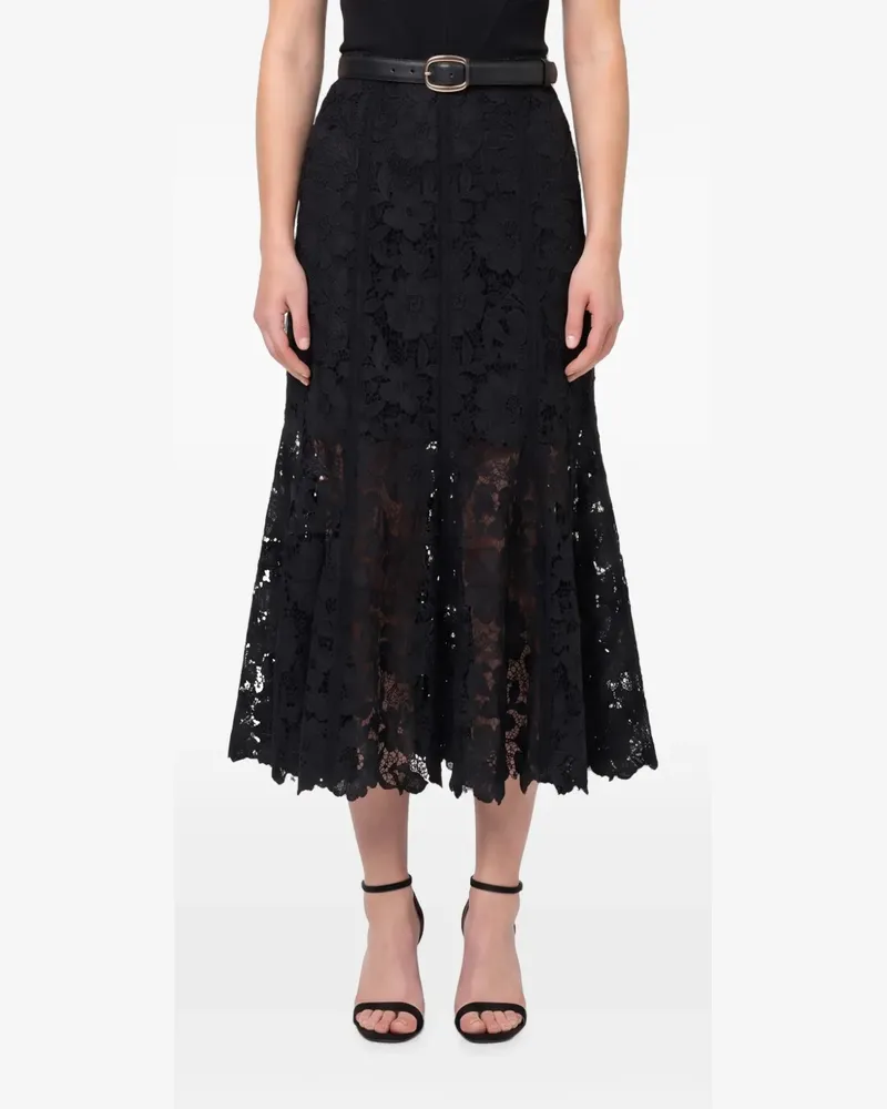 Self-Portrait black lace midi skirt - Schwarz Schwarz