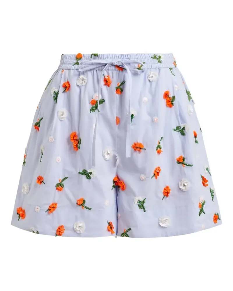 Essentiel Shorts mit Blumenverzierung - Blau Blau