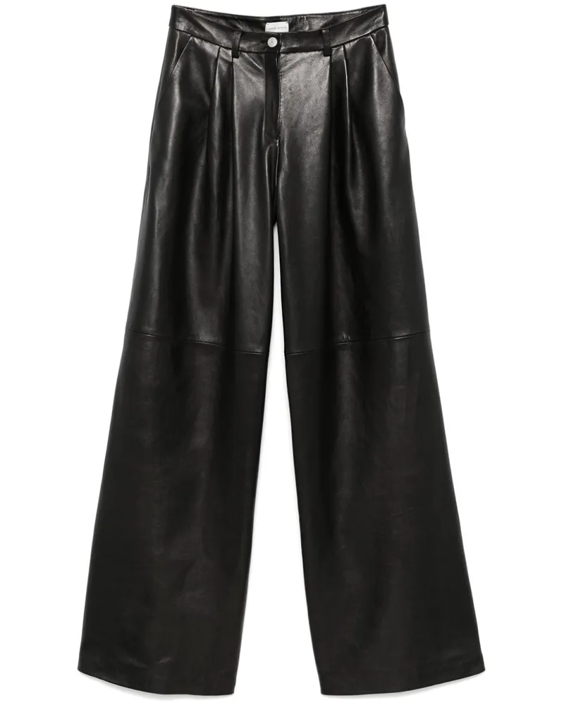 Magda Butrym Lederhose mit weitem Bein - Schwarz Schwarz