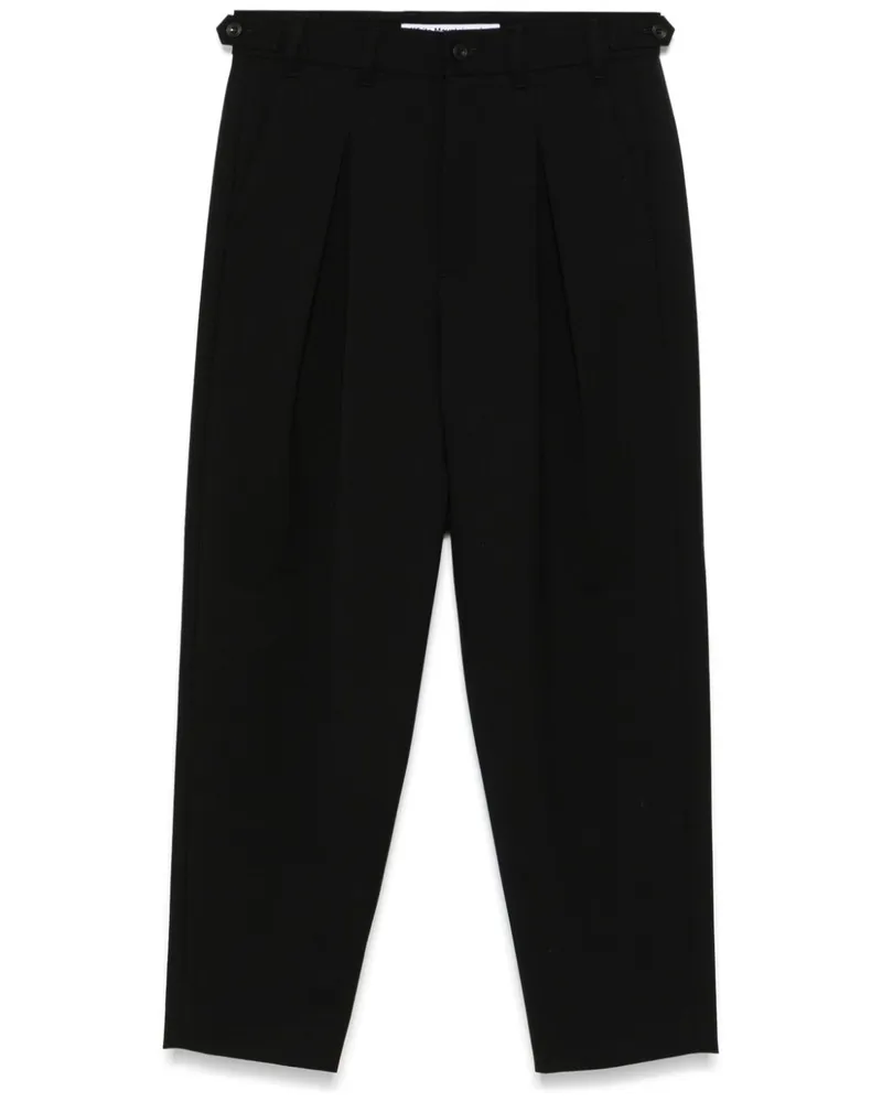 White Mountaineering Weite Hose mit zwei Biesen - Schwarz Schwarz