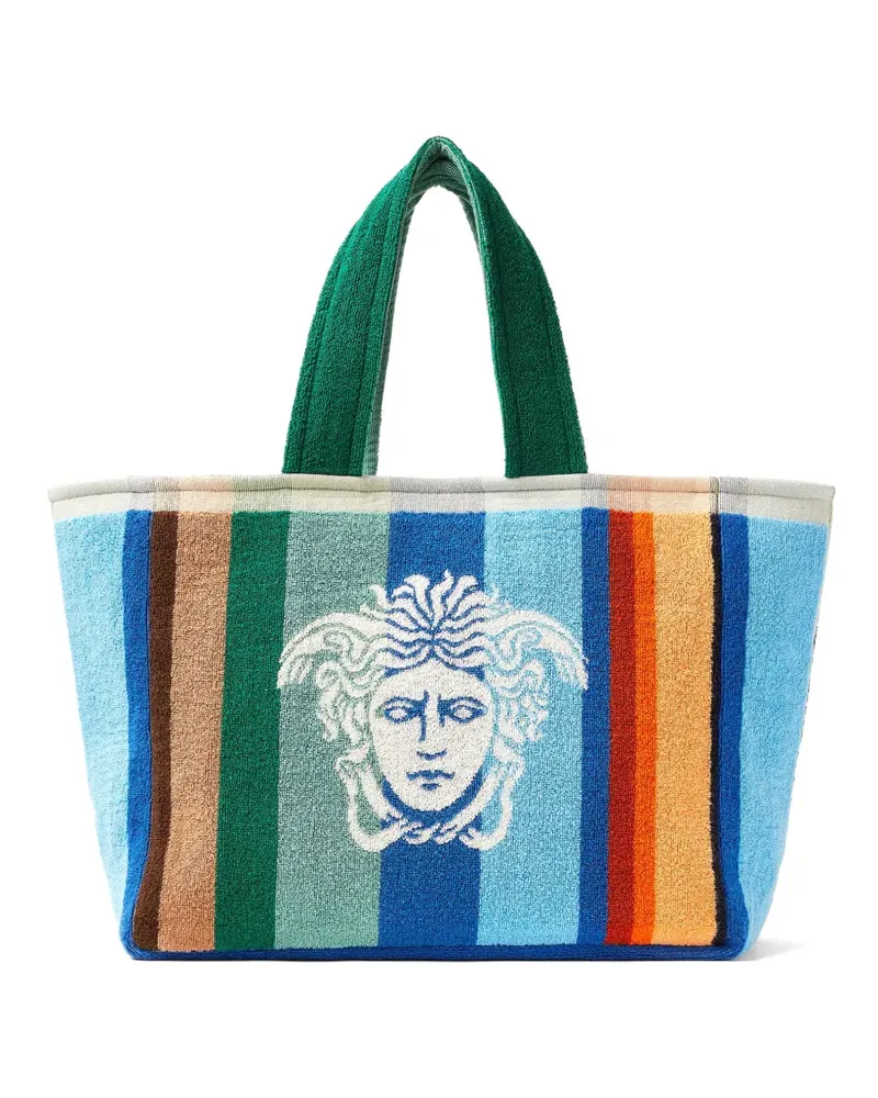 Versace Gestreifte Medusa Tote Bag - Blau Blau