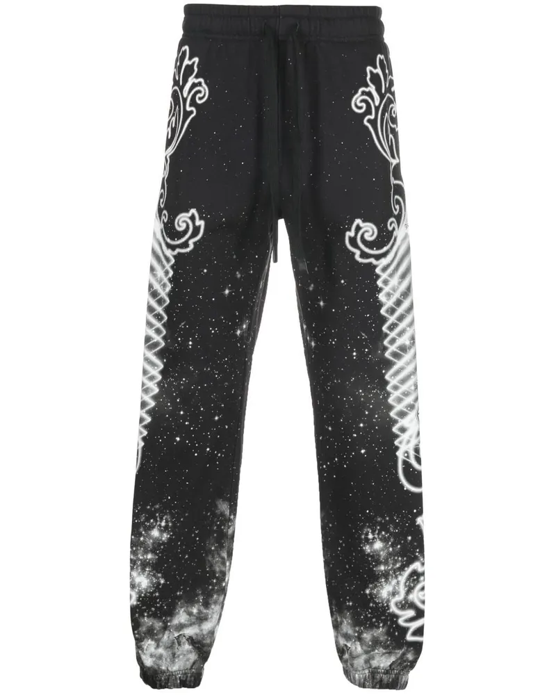 Versace Jeans Jogginghose mit Galaxie-Print - Schwarz Schwarz