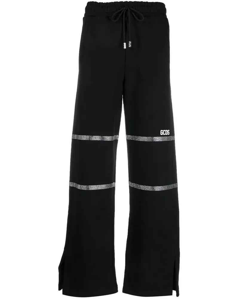 GCDS Ausgestellte Hose mit Strass - Schwarz Schwarz