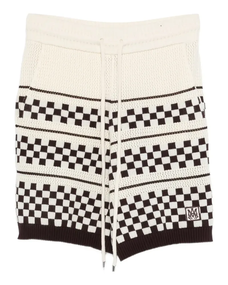Amiri check drawstring shorts - Nude Nude