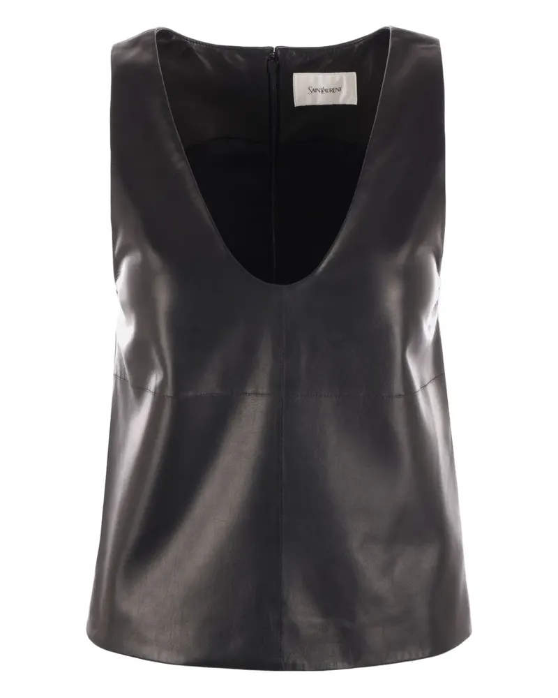 Saint Laurent Oberteil aus Leder - Schwarz Schwarz