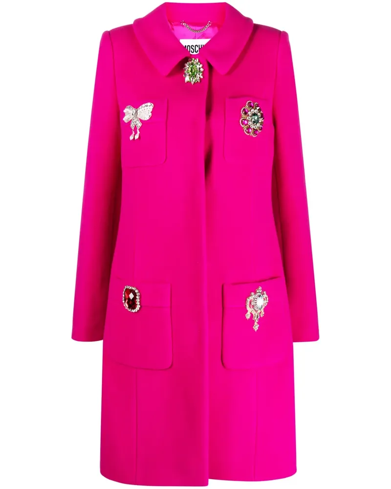 Moschino Einreihiger Mantel mit Brosche - Rosa Rosa