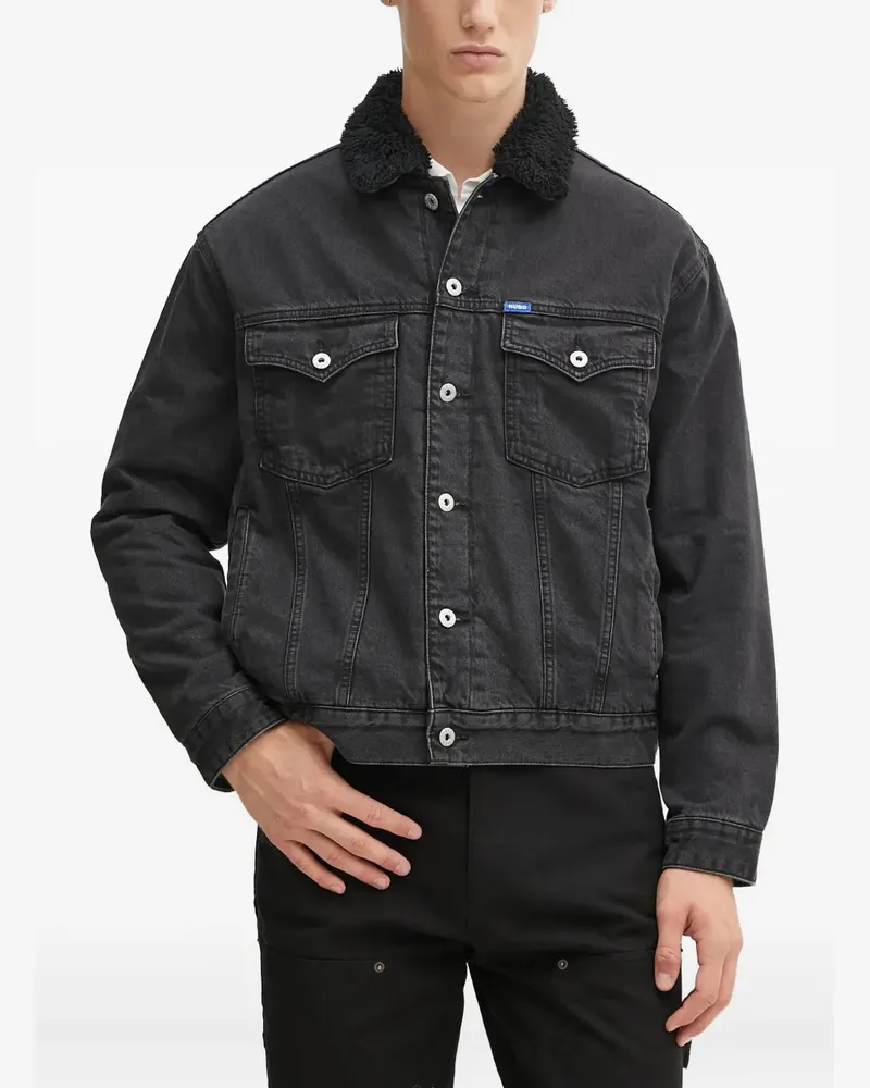 HUGO BOSS texture-collar jacket - Grau Grau