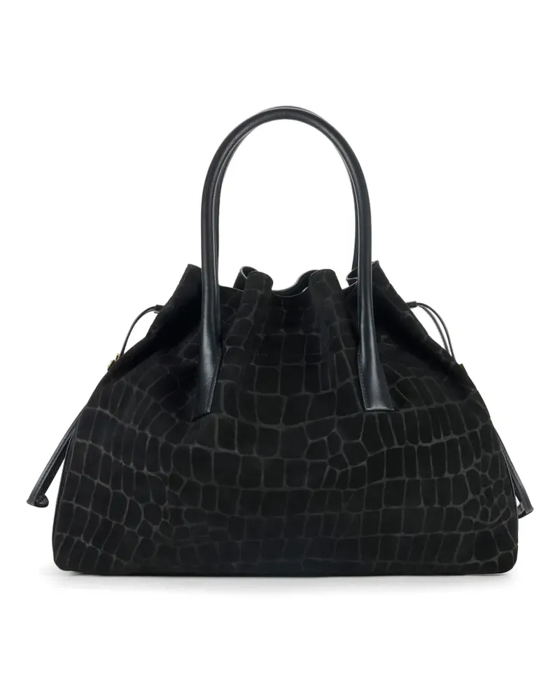 Elisabetta Franchi Bowling-Tote Bag mit Kroko-Print - Schwarz Schwarz