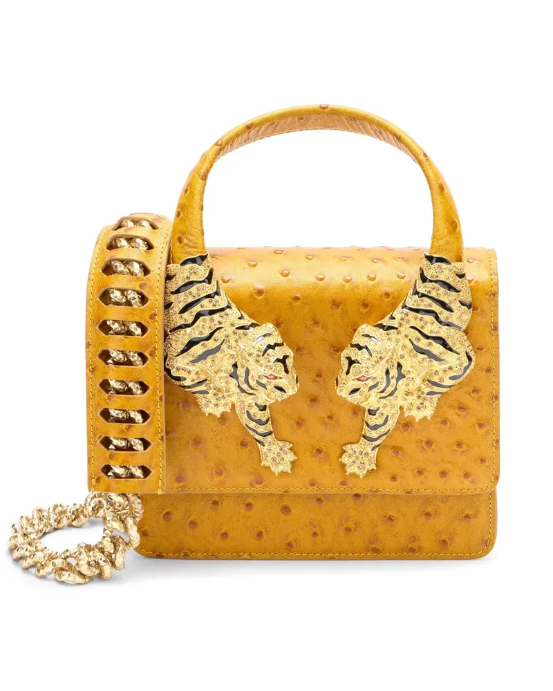 Roberto Cavalli Roar Tote Bag mit Tigerapplikation - Gelb Gelb