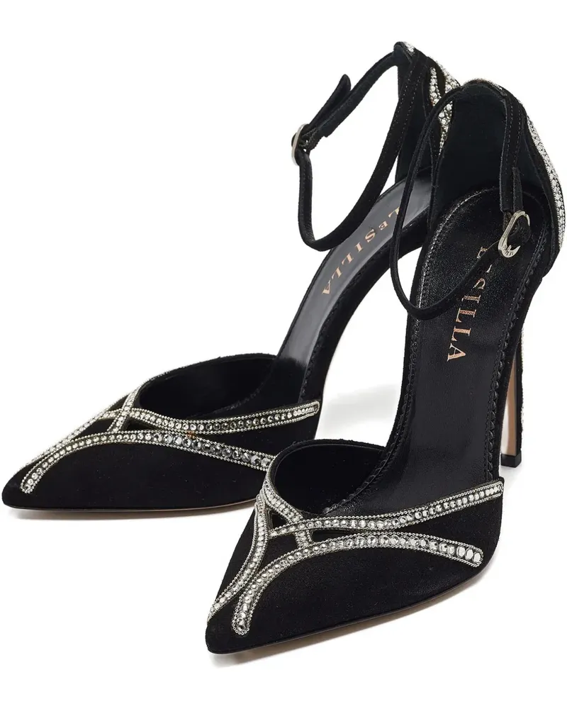 Le Silla ankle-strap crystal heeled pumps - Schwarz Schwarz