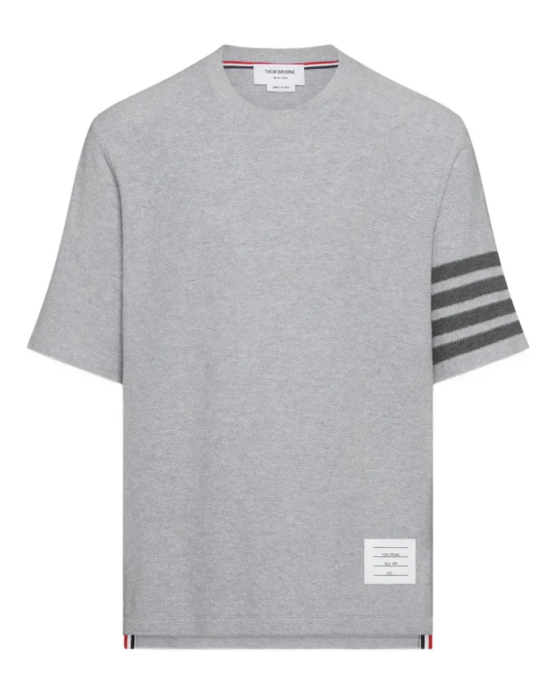 Thom Browne T-Shirt mit Logo-Streifen - Grau Grau