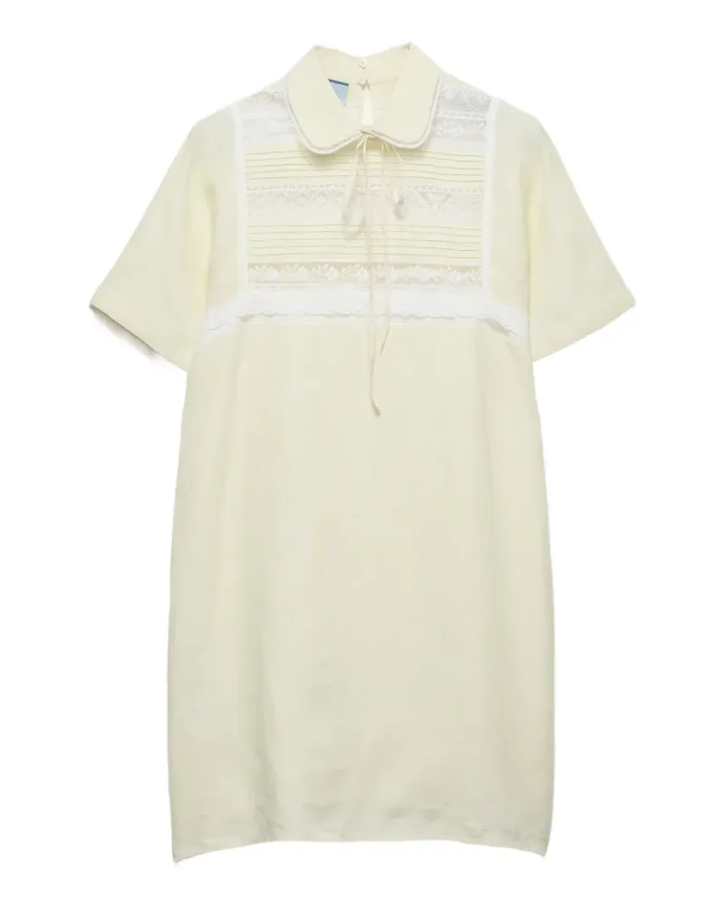 Prada Besticktes Minikleid aus Leinen - Gelb Gelb