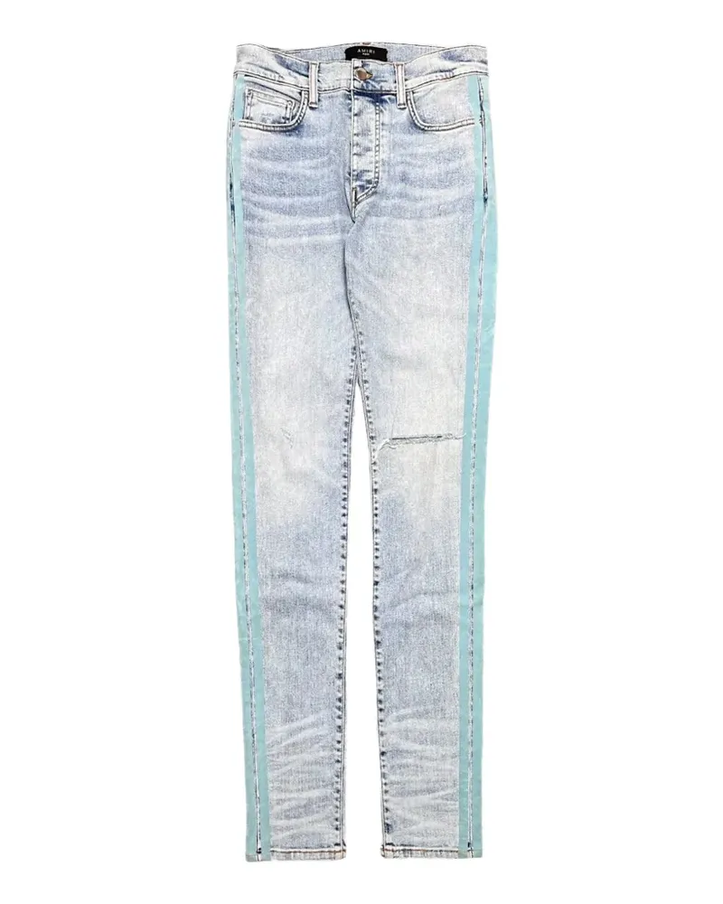 Amiri flocked-stripes straight-leg jeans - Blau Blau