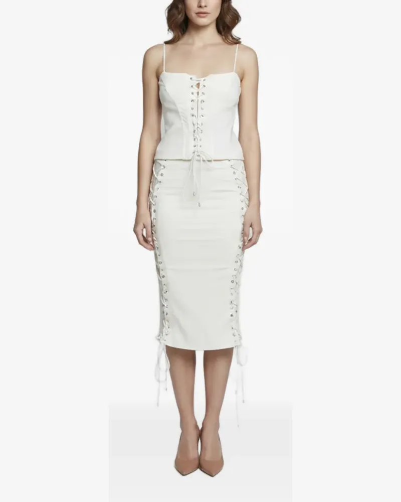 Camila Coelho midi skirt and corset top set - Weiß Weiß