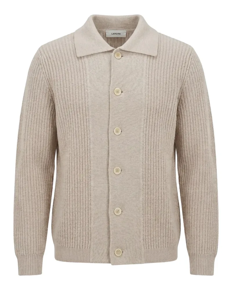 LARDINI ribbed-knit button-down wool cardigan - Nude Nude