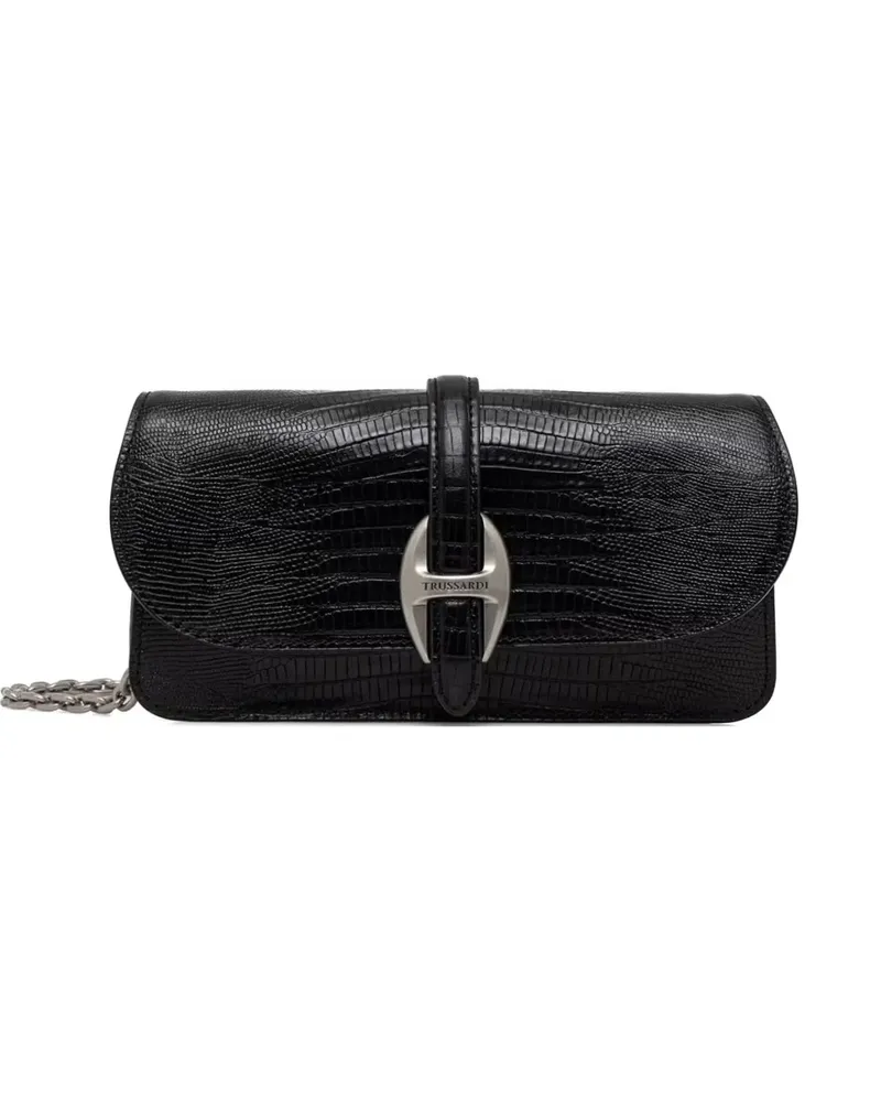 Trussardi reptile-effect chain-link wallet - Schwarz Schwarz