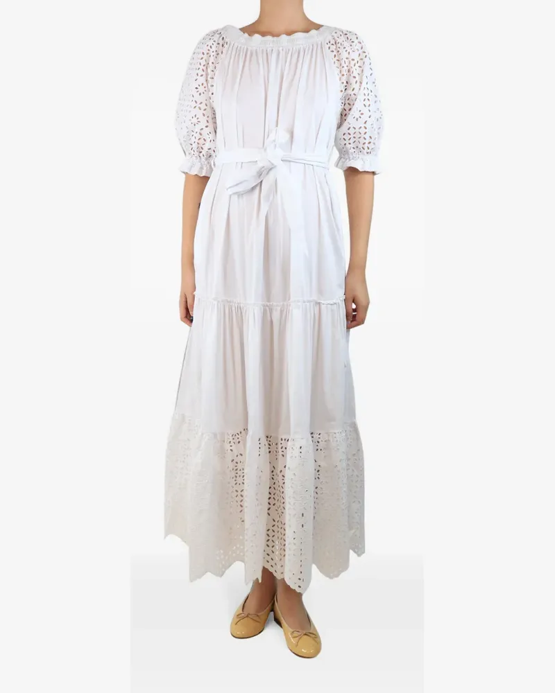 D.EXTERIOR broderie-anglaise belted dress - Weiß Weiß