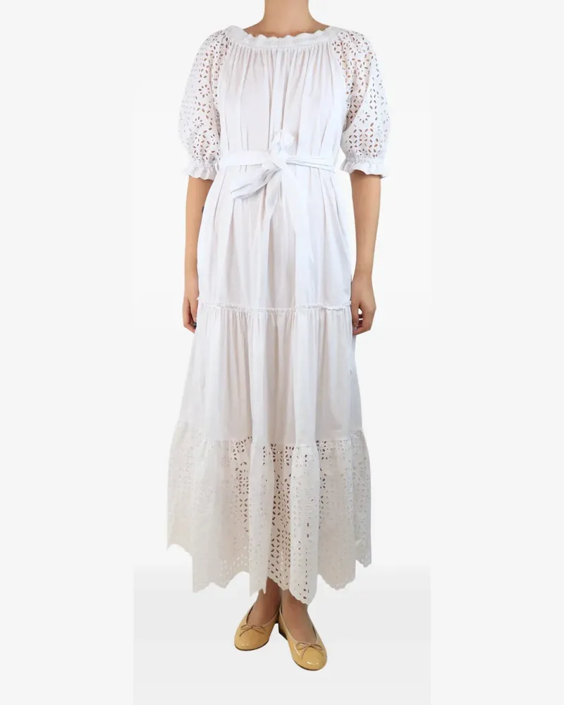 D.EXTERIOR Kleid mit Lochstickerei - Weiß Weiß