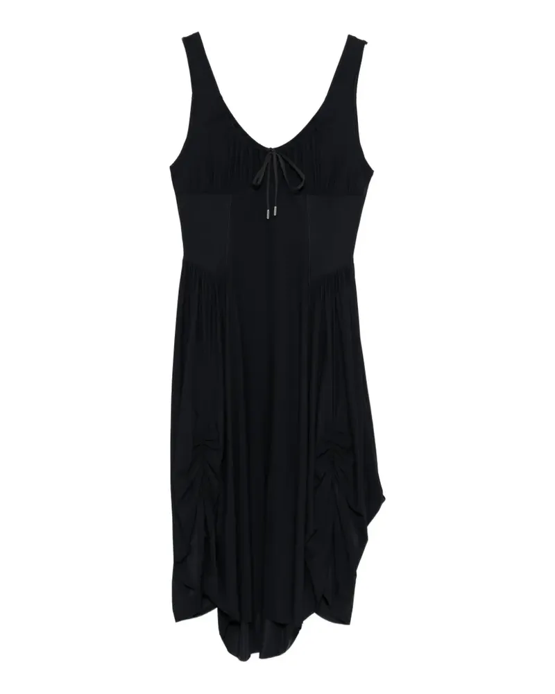 HIGH tie asymmetric midi dress - Schwarz Schwarz