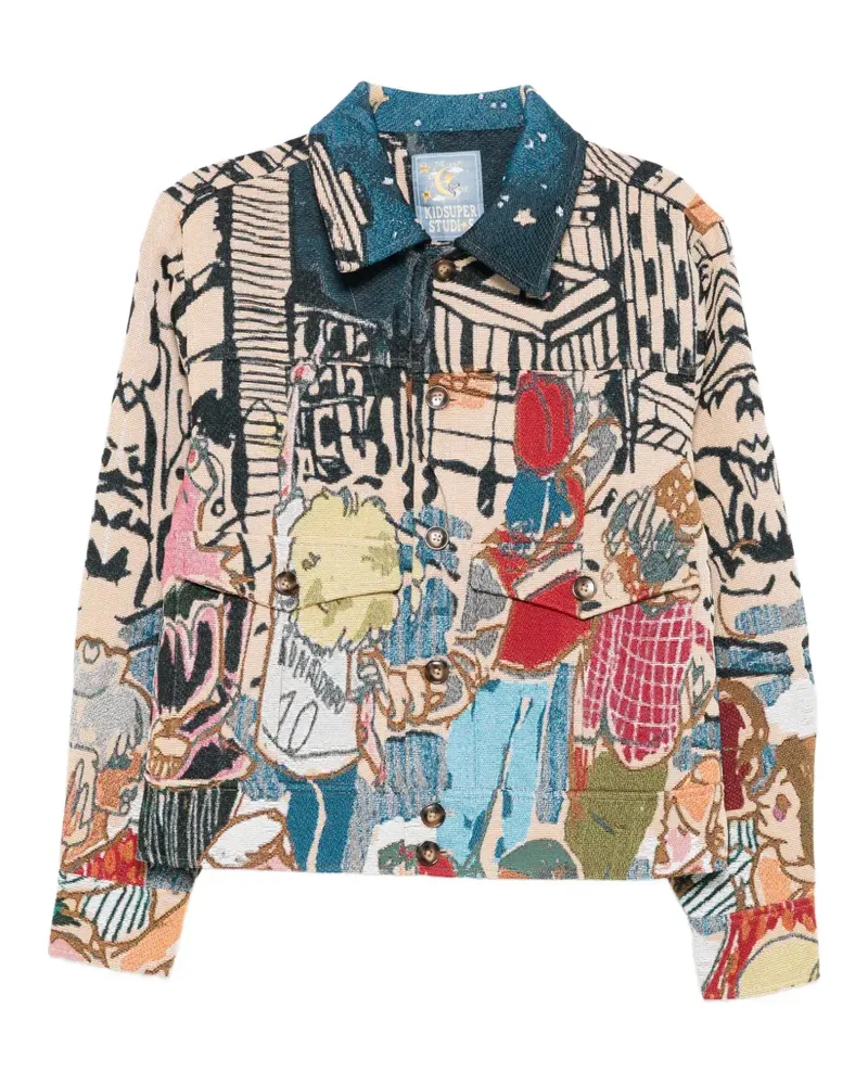 KidSuper Gemusterte Hemdjacke mit Knöpfen - Nude Nude