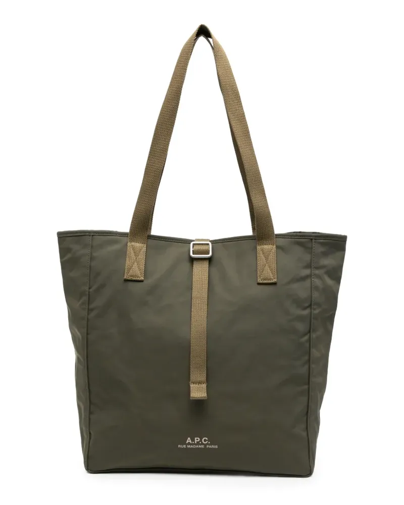 A.P.C. Schultertasche mit Logo-Print - Grün Grün
