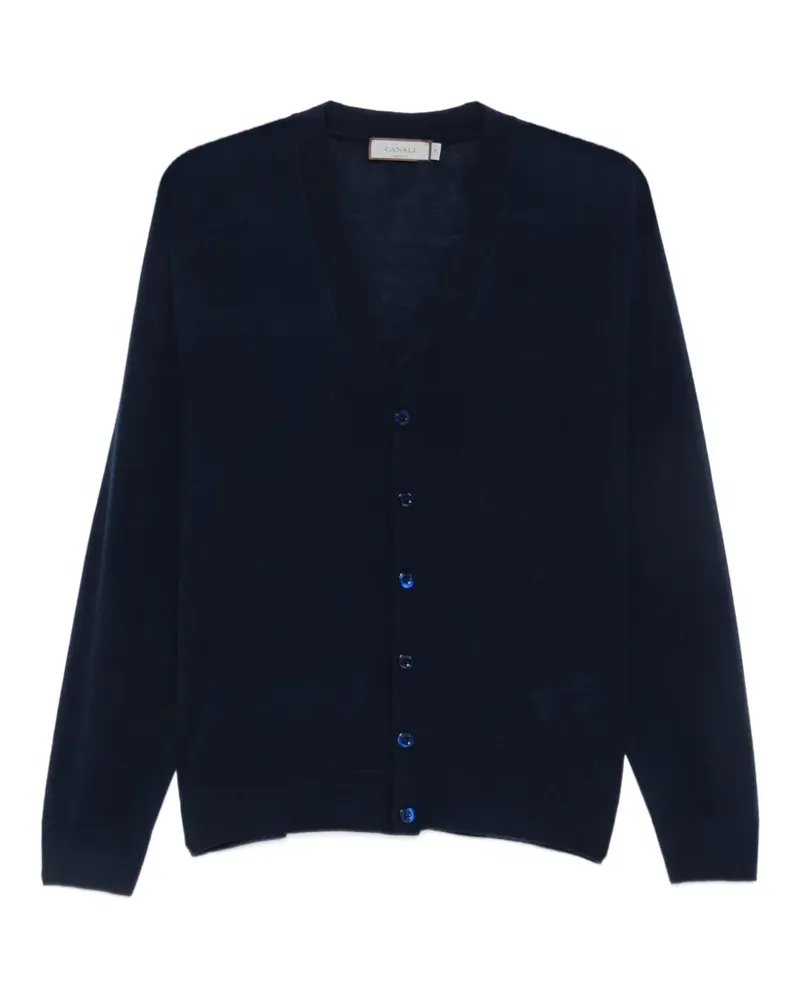 Canali Cardigan mit V-Ausschnitt - Blau Blau