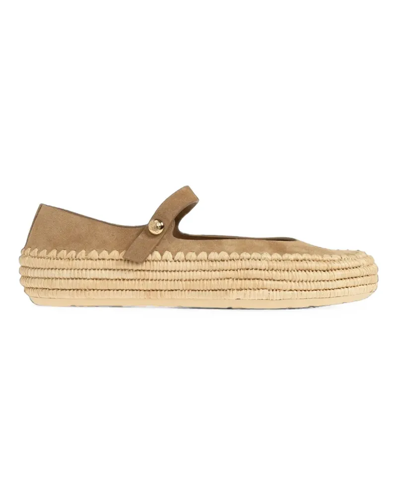 Loewe Rio Mary-Janes aus Wildleder und Raffiabast - Braun Braun